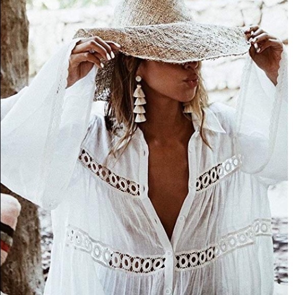 Other - NWT White Boho Beach Cover Up Sleeves